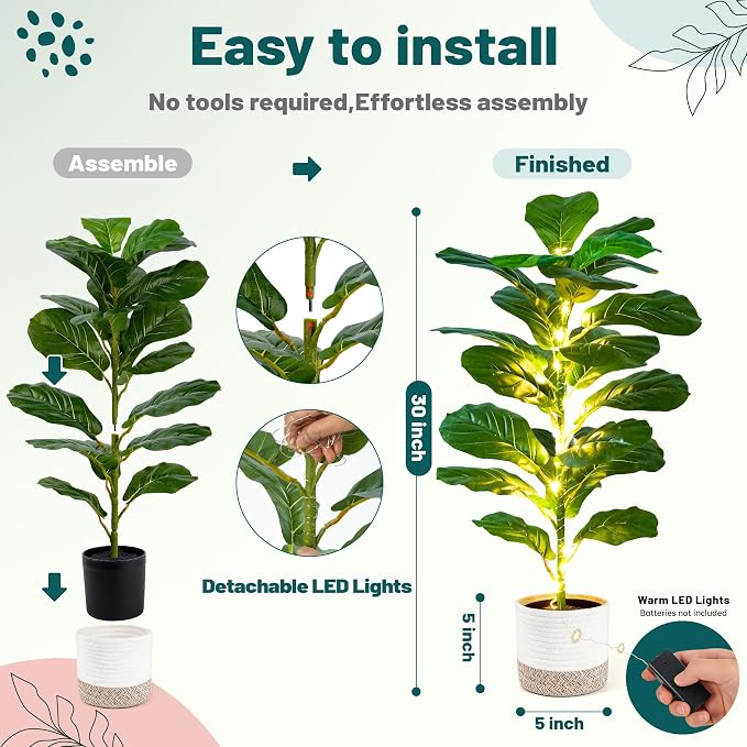 Der Rose 2 Pack 30" Artificial Plants - Image 3