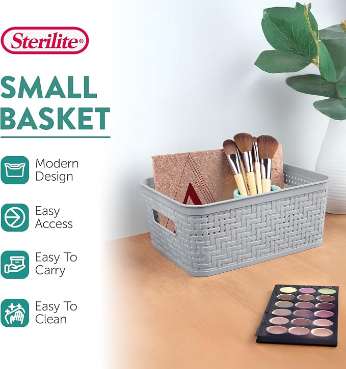 Sterilite 32 Pack Plastic Storage Bin Organization Containers, Small Baskets - Image 3