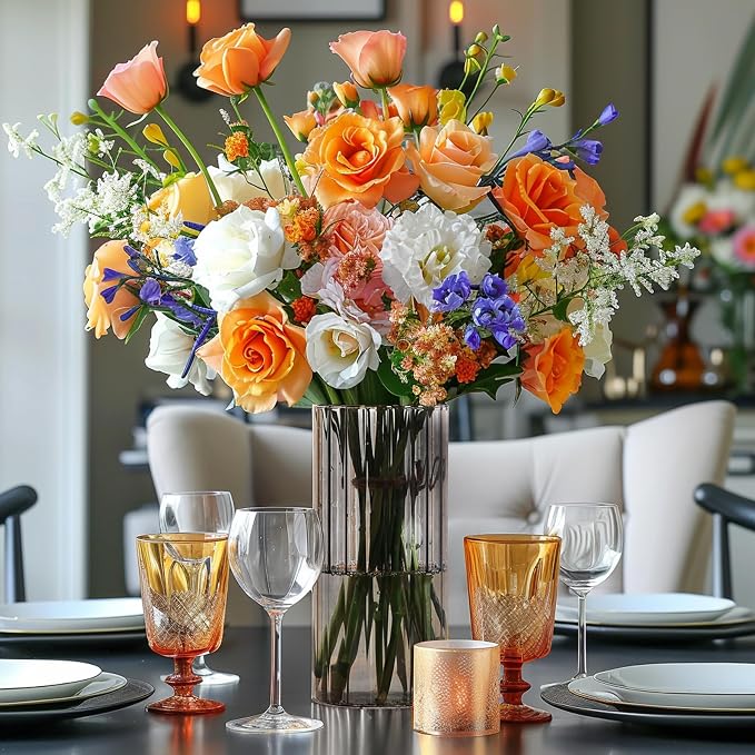 ComSaf Glass Cylinder Vase 8 Inch Tall, Hurricane Floating Candle Holder - Image 7
