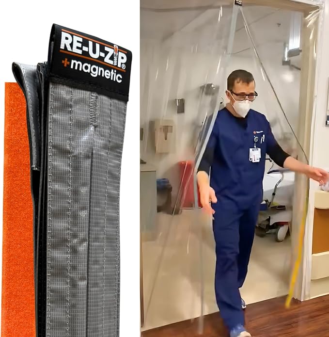 RE-U-Zip Self-Closing Ultra-Clear Magnetic Dust Barrier Entry Strip Door Kit by RE-U-ZIP