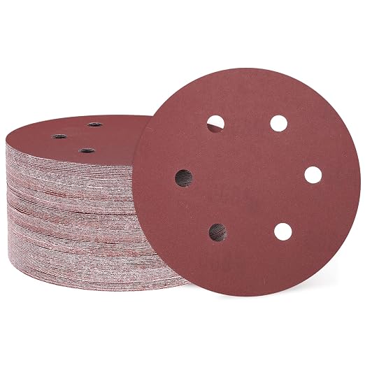 HARFINGTON 100 Pcs 6 Inch Sanding Discs 800 Grit Red Aluminum Oxide 6 Hole | by HARFINGTON