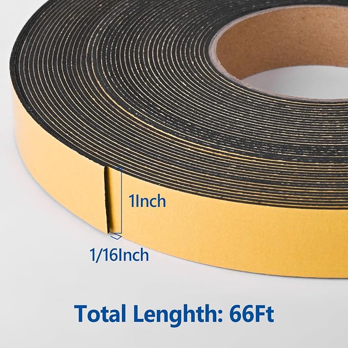 Self Adhesive Foam Tape Weatherstrip 1in x 1/16in x 66Ft High Density Foam - Image 2