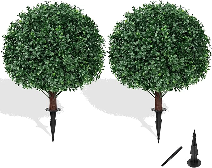 Grooy Artificial Set of 2 UV Resistant Boxwood Topiary Ball by FEELTHENEWWORLD