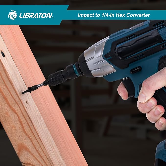 LIBRATON Impact to 1/4 Hex Converter, 1/2 3/8 1/4 Drive, Impact Bit Holder | - Image 7