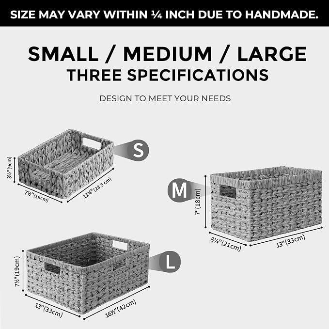 GRANNY SAYS Wicker Baskets for Storage, Waterproof Gray Baskets, Plastic - Image 5