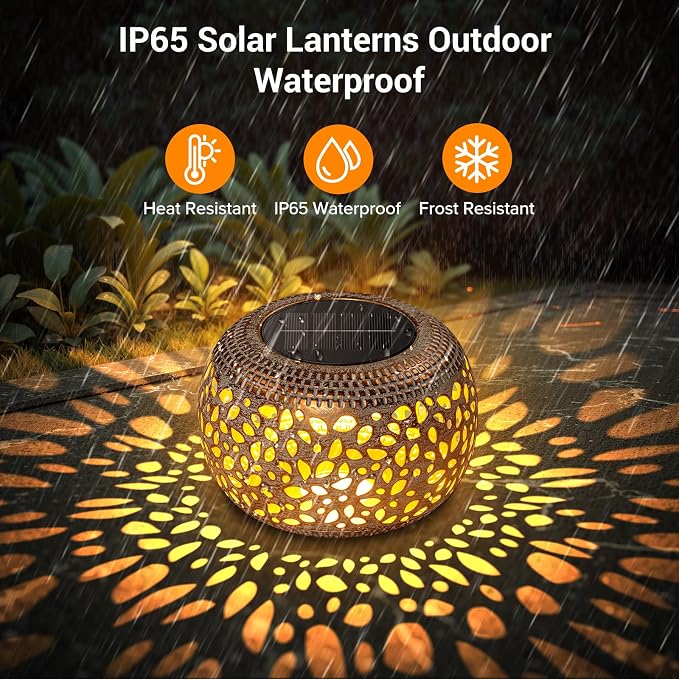 Solar Lanterns Outdoor Waterproof, Hollow Out Solar Table Lamp Patio Decor | 2 - Image 5