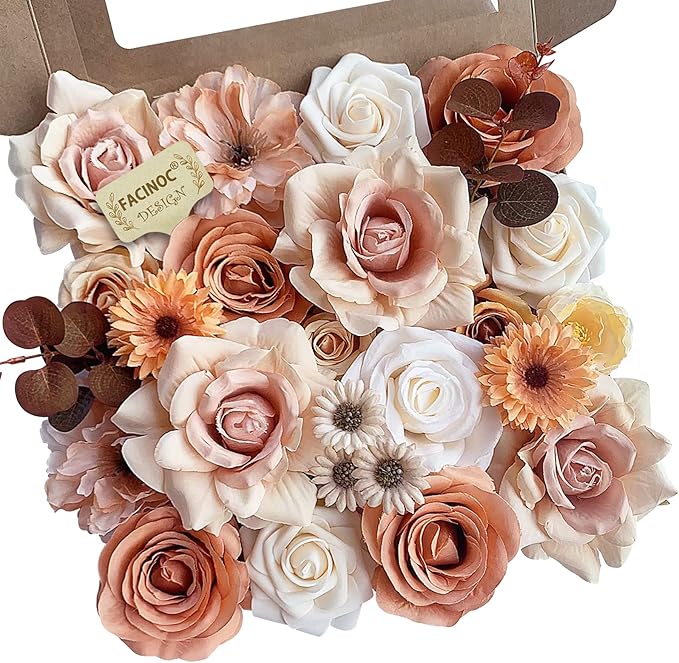 FACINOC Roses Artificial Flowers Dusty Nude Fake Flower by FACINOC