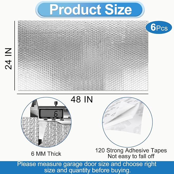 Garage Door Insulation Kit 6P Double Bubble Window Heat Insulation Panels - Image 3