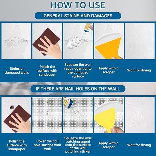 2 Pack Drywall Repair Kit, 100gx2 | Fast Drying, Strong Adhesion, Repairs Holes - Image 4