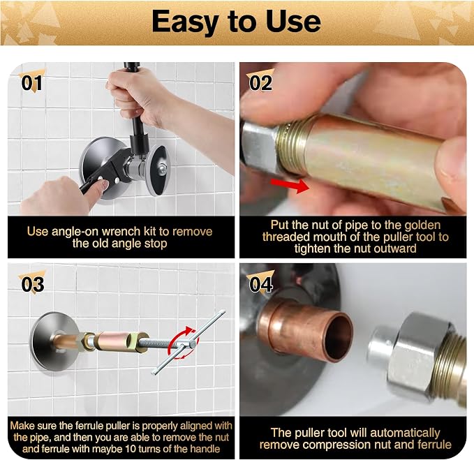 Feekoon 3 in 1 Plumbing Tools Angle Stop Wrench Kit - Image 5