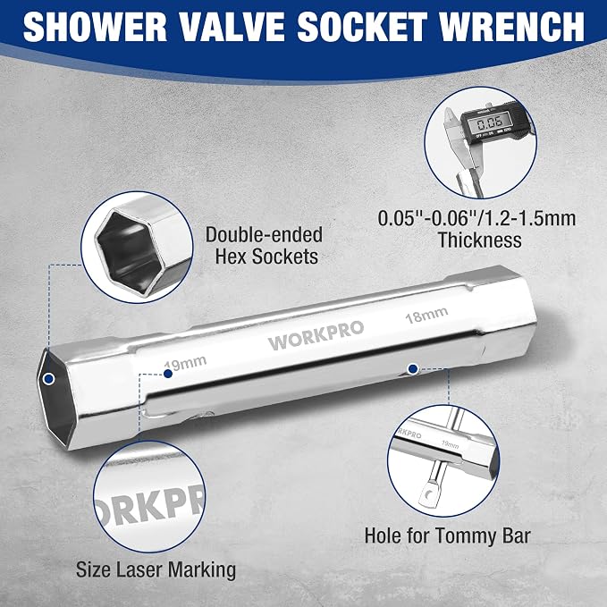WORKPRO 9-Piece Shower Valve Socket Wrench Set - Image 3