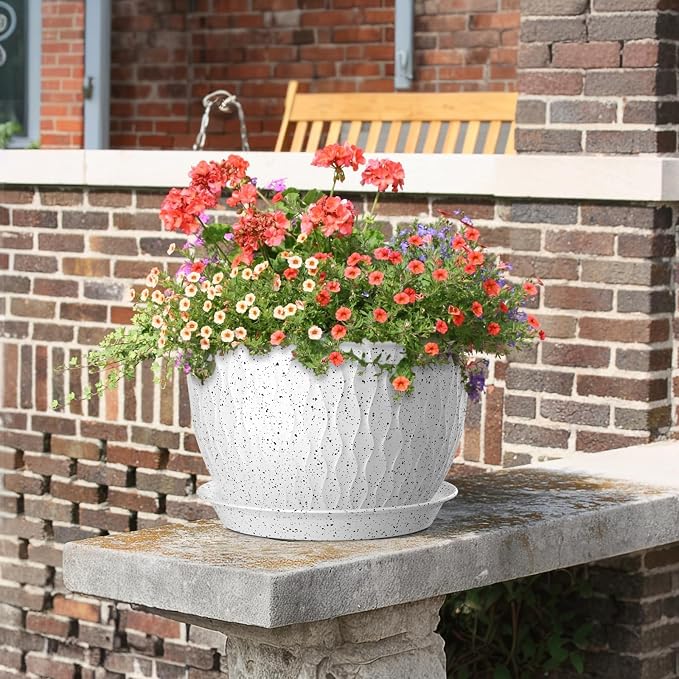 Meowell 12/10/9 inch Large Flower Pots, 3 Set Big Plant Pots - Image 6