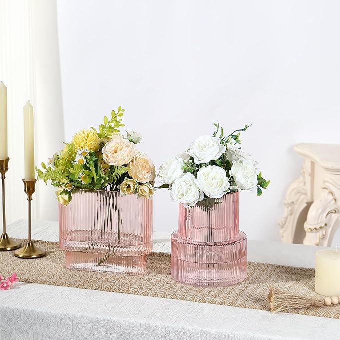 Pink Glass Vases, Modern Glass Vase - Image 2