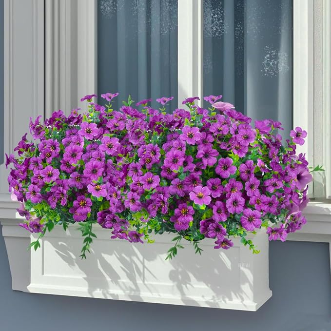 24 Pcs Artificial Flowers for Outdoors Decorations, UV resistant, faux plastic - Image 7