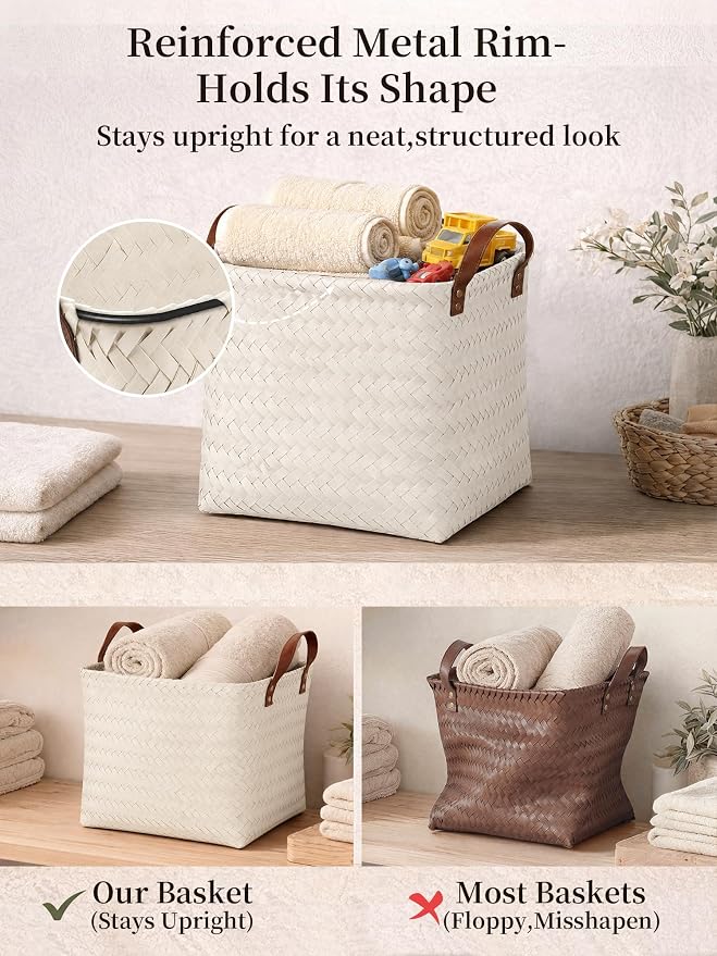 Wicker Storage Baskets, 4 Pack Woven Baskets - Image 5
