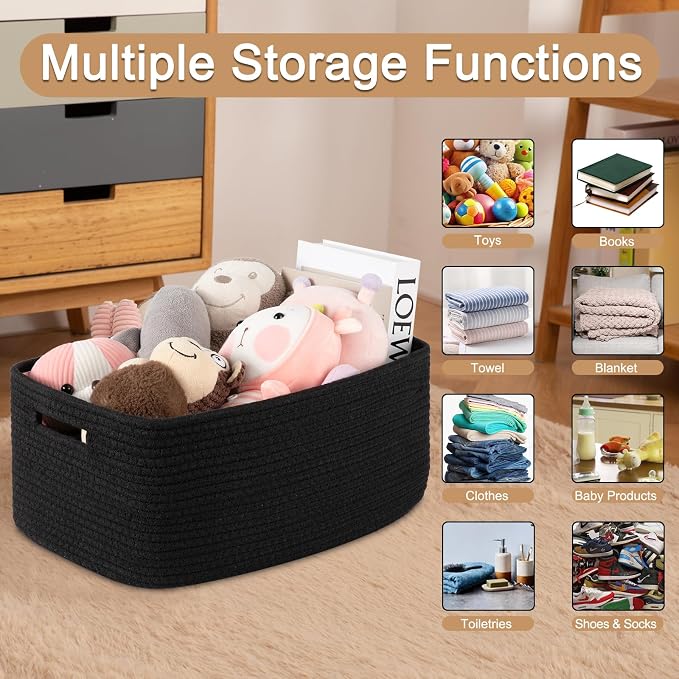 OIASKET Large Storage Basket for Organizing, Woven Rope Basket for Shelves - Image 3