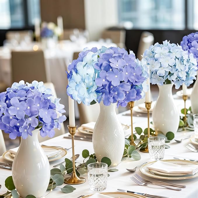 Auihiay 64Pcs Purple Hydrangea Artificial Flowers, Faux Hydrangea Flowers | - Image 5