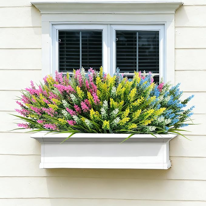 Geegoods 24 Bundles Artificial Lavender Flowers Outdoor, Mix 4 Colors | UV - Image 3