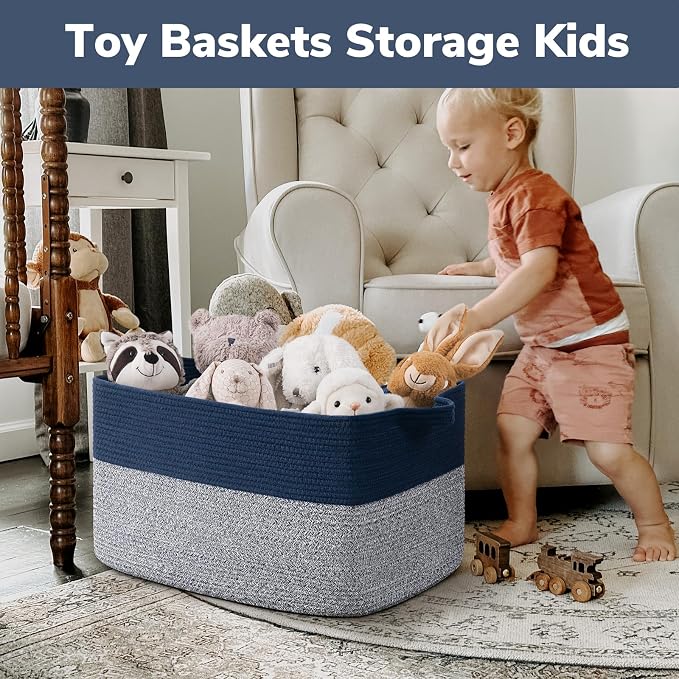 Goodpick 75L Extra Large Woven Blanket Basket, Clothes & Toys, Living Room & - Image 4