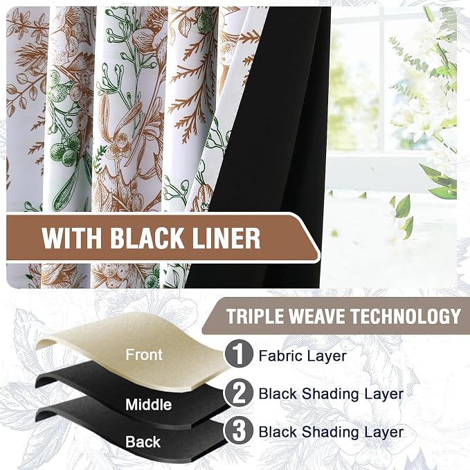 H.VERSAILTEX 100% Blackout Curtains 96 inch Length 2 Panels Set Vintage Floral - Image 6