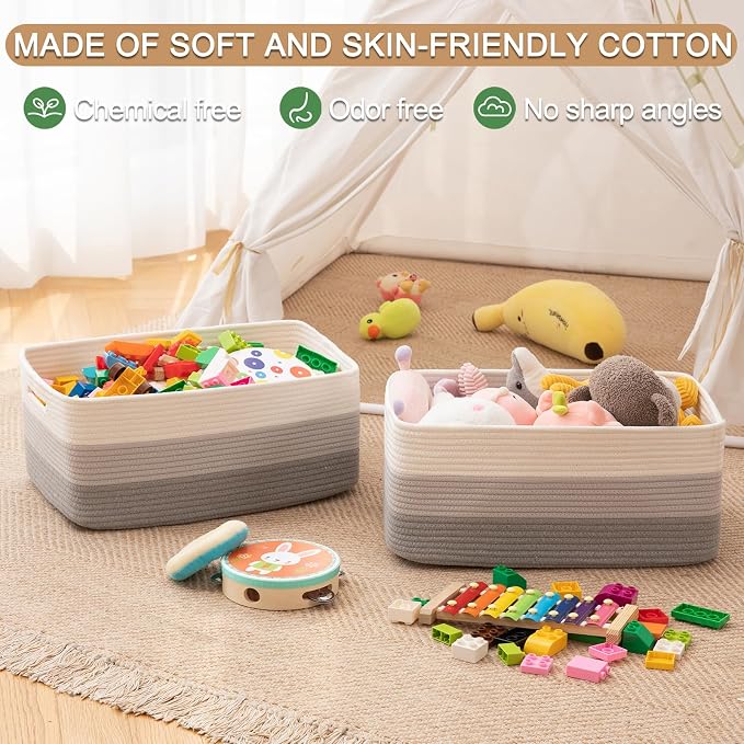 OIASKET Large Storage Basket for Organizing, Woven Rope Basket for Shelves - Image 4
