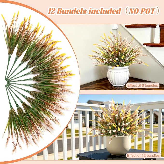 12 Pcs Fake Fall Plants Artificial Monkey Grass - Image 6