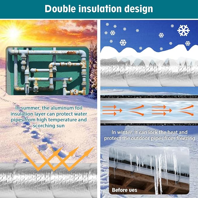 Pipe Wrap Insulation - 33 ft Outdoor Pipe Foam Insulation Tape Self Adhesive - Image 4