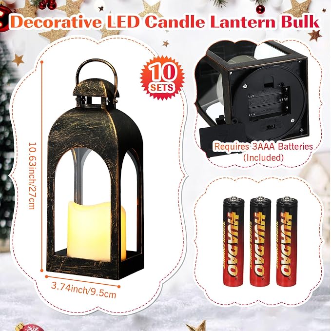 Tujoe 10 Pcs 10 Inch Decorative Candle Lantern Bulk - Image 2