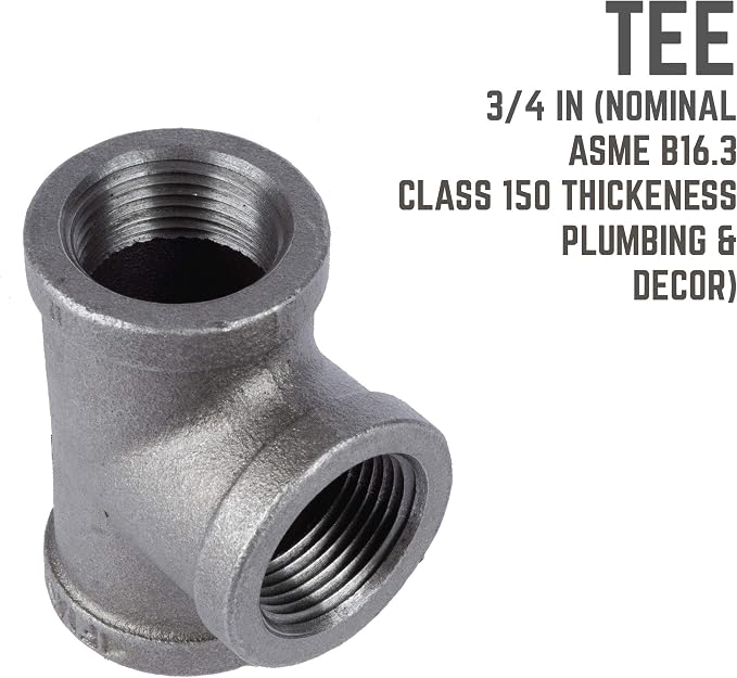 PIPE DECOR Tee Fitting, 3/4 Inch, DIY Furniture, and Standard 3/4 Inch Plumbing - Image 3