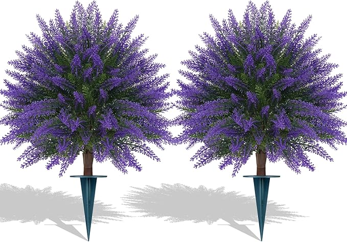 Grooy Artificial 2 Pack Lavender UV Resistant Topiary Ball by FEELTHENEWWORLD