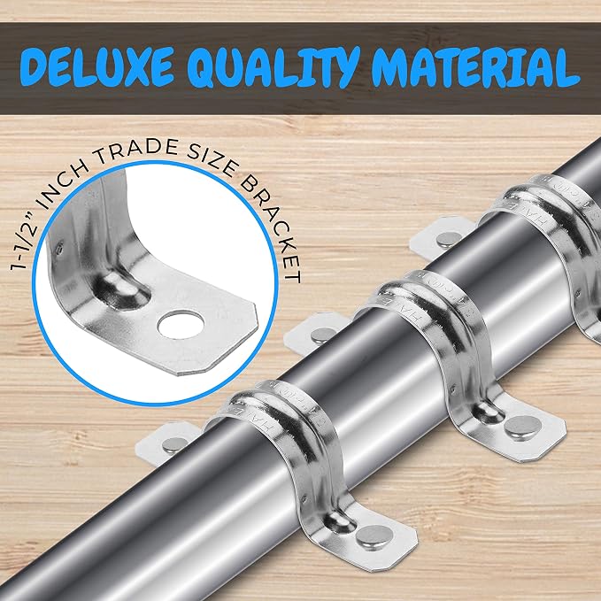 Heavy Duty Pipe Strap Zinc Plated Steel Conduit Clamps, 2 Hole Steel EMT Pipe - Image 4