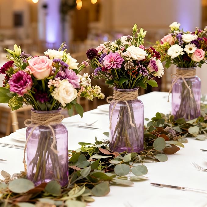 12 Pack Mason Jar Vases for Centerpieces, Wide Mouth Mason Jars - Image 6