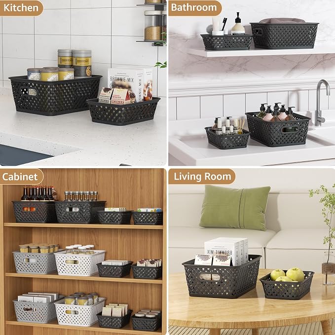 MaxGear 3 Pack Plastic Storage Baskets, Suitable - Image 5