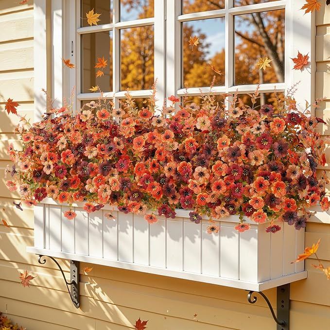 SHareconn 24Pcs Artificial Fall Flowers UV Resistant Fake Mums - Image 5