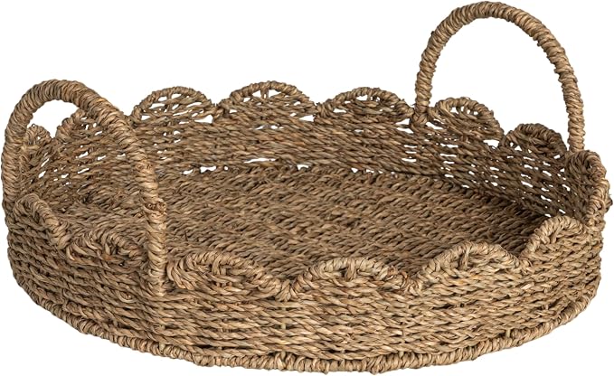 Household Essentials Round Handwoven Seagrass Tray by HouseholdEssentials