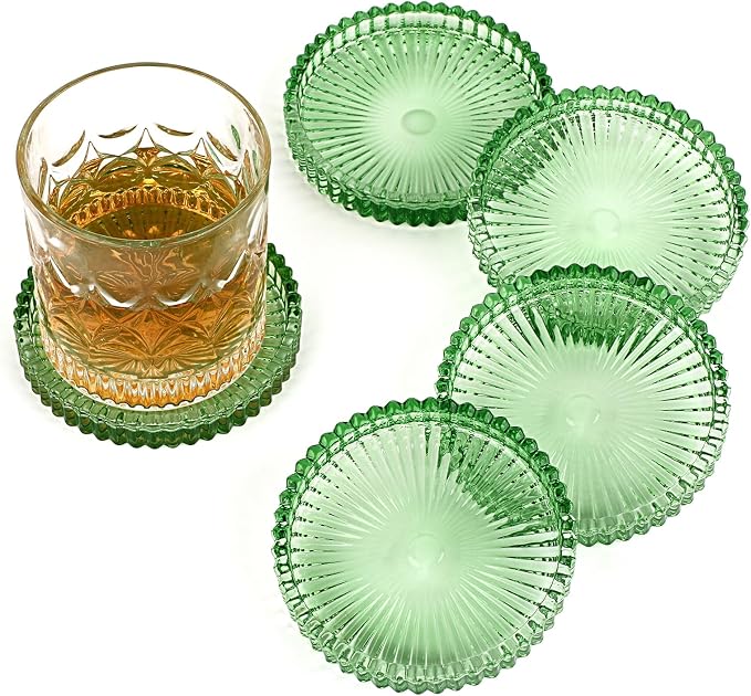 Modern Clear Coaster Set of 5- Glass Coasters by Unknown