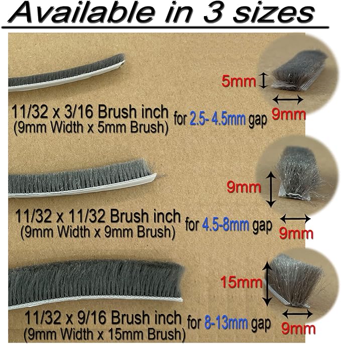 Door Sealers for Door Frame Felt Pile Weatherstripping for Sliding Window - Image 6