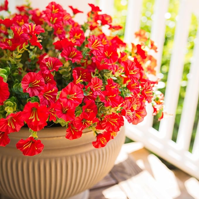 Artificial Flowers for Outdoors Fake Plants Outside Decoration, 12 Bundles Silk - Image 8