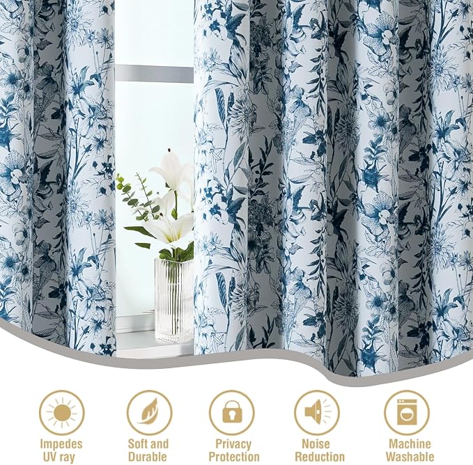 H.VERSAILTEX Blackout Curtains 96 Inch Length 2 Panels Set Floral Print Curtain - Image 6