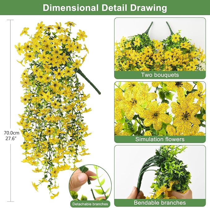 INQCMY Artificial Fake Hanging Flowers Plants - Image 2