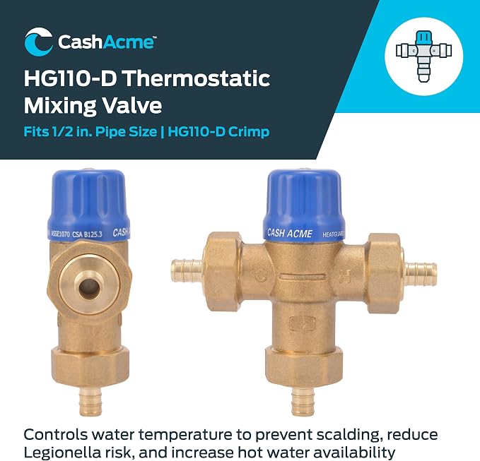Cash Acme 1/2 Inch HG110 Crimp Thermostatic Mixing Valve - Image 2