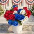 lovemoon 16 Pcs Artificial Geraniums Realistic Silk Patriotic Flowers by Lovemoon