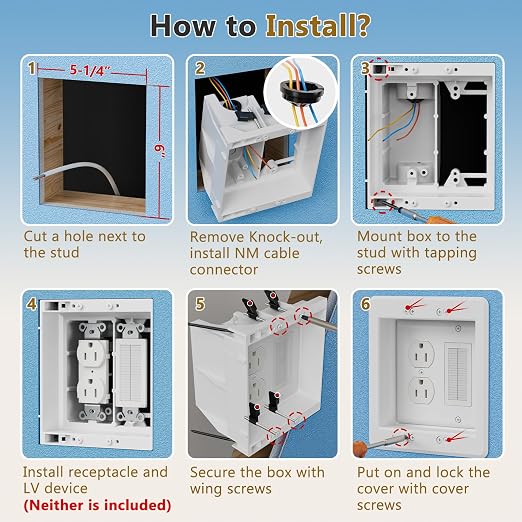TVBU505-1 Recessed Outlet Box, Outlet Mounting Box - Image 5