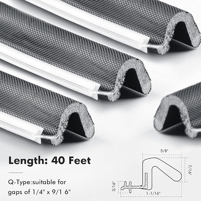 BBTO Weather Stripping Door Window Seal V-Shaped Foam Kerf, 40 Feet, - Image 5