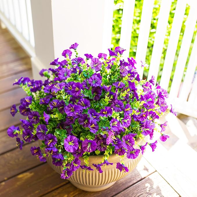 Artificial Flowers for Outdoors Fake Plants Outside Decoration, 12 Bundles Silk - Image 3