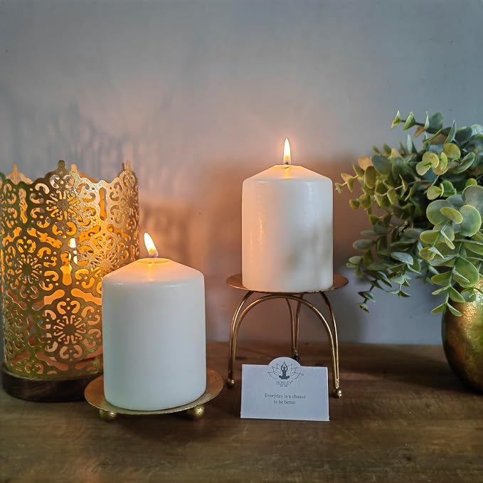 Hosley® Iron Pillar Candle Holders 4 Inch Diameter Tripod Stand Table - Image 5
