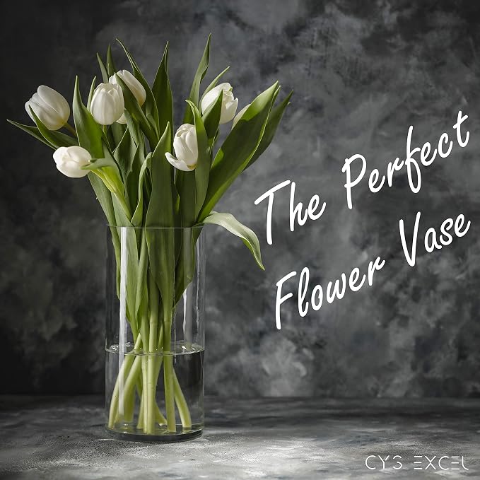 CYS Excel Clear Glass Cylinder Vase Flower Vase Centerpieces Hurricane Floating - Image 6