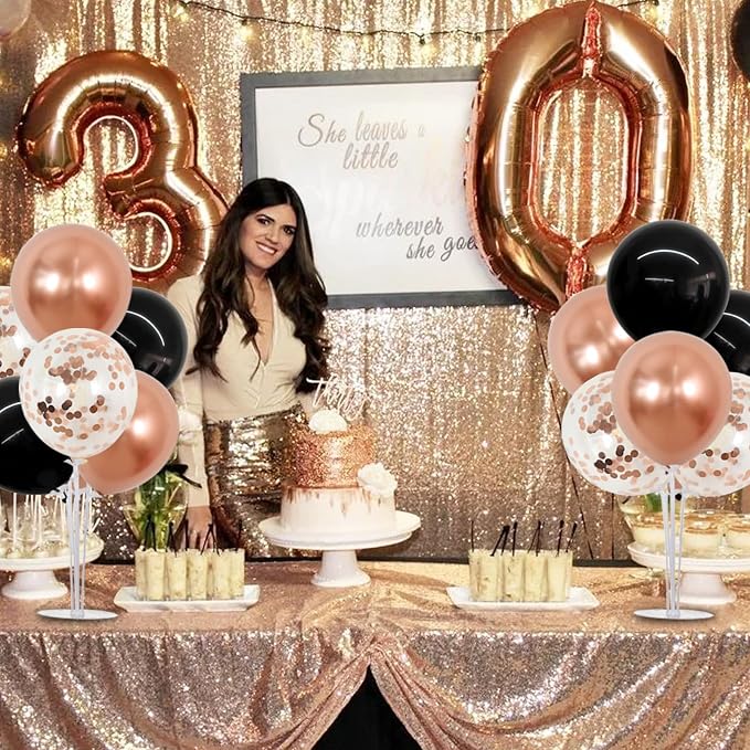 TONIFUL 4 Set Black Rose Gold Balloon Centerpieces - Image 6