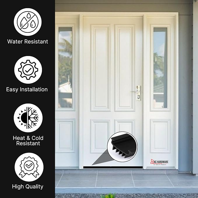 CBW KC Hardware U Shaped Rubber Door Bottom Sweep| Weather Stripping Door Seal - Image 6