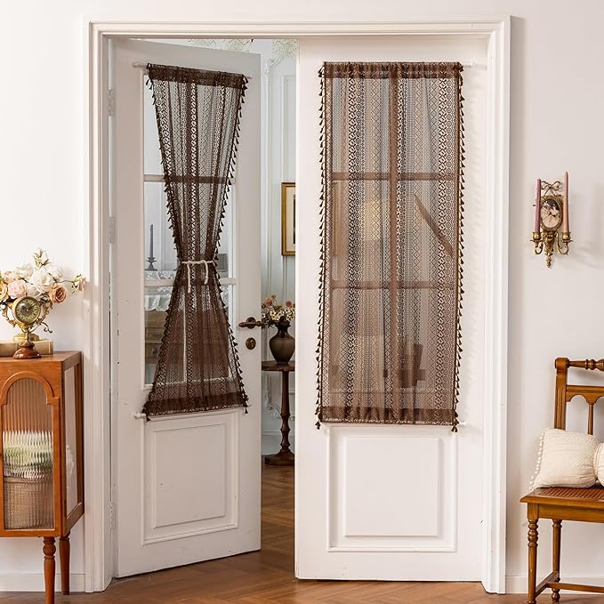 Sutuo Home Dark Coffee French Boho Door Curtains by SutuoHome